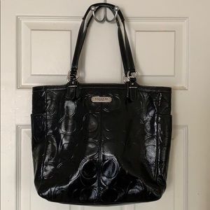 COACH shoulder bag, black patent leather